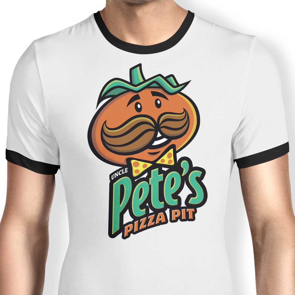 Uncle Pete's Pizza Pit Ringer - Adult & Kids T-Shirts, Sweatshirts & Hoodies apparel design preview 1