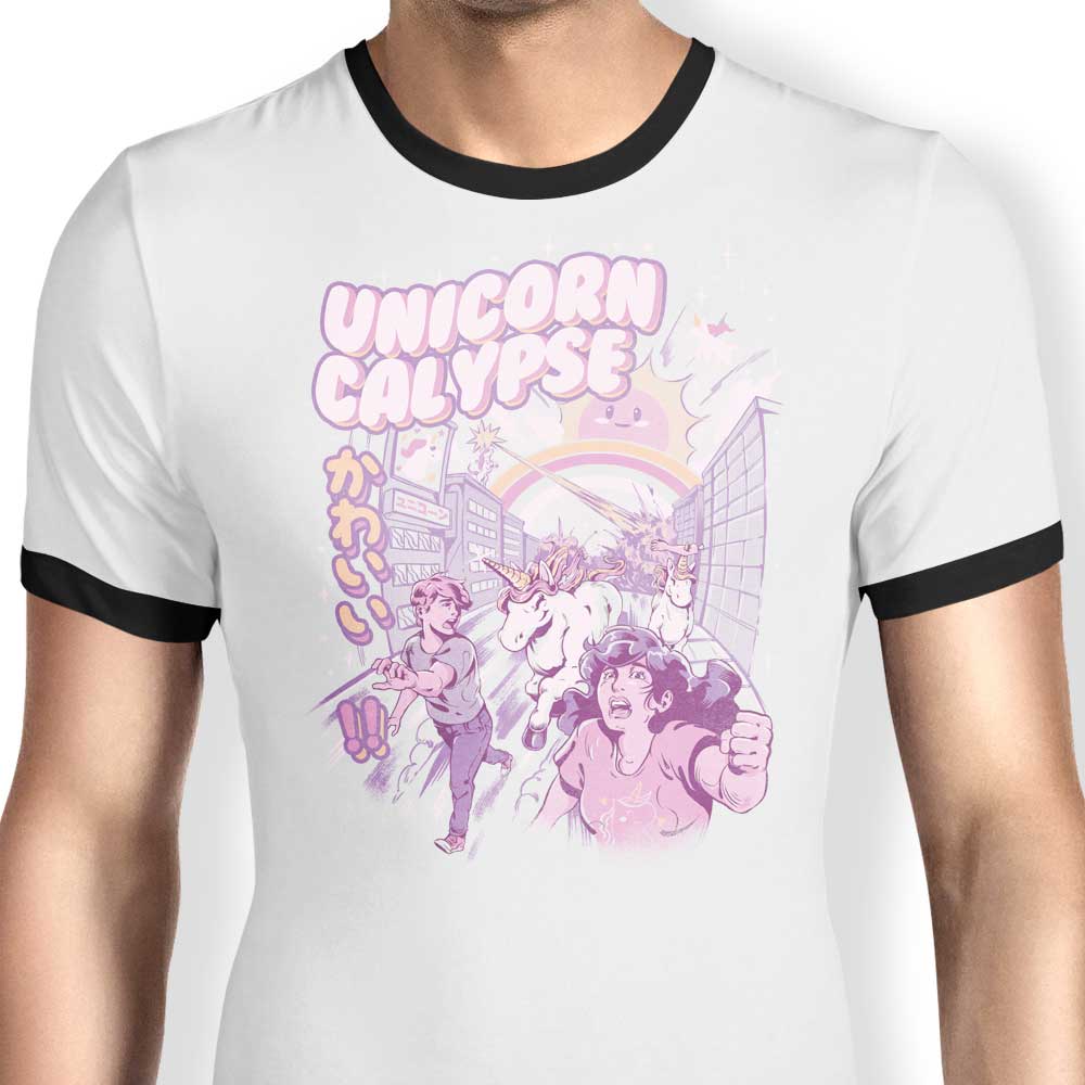 Unicorn Calypse Ringer - Adult & Kids T-Shirts, Sweatshirts & Hoodies apparel design preview 1