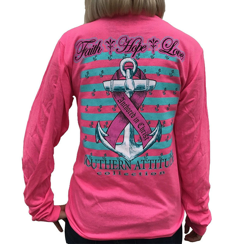 Southern Attitude Faith Hope Anchor Breast Cancer - Adult & Kids T-Shirts, Sweatshirts & Hoodies apparel design preview 1