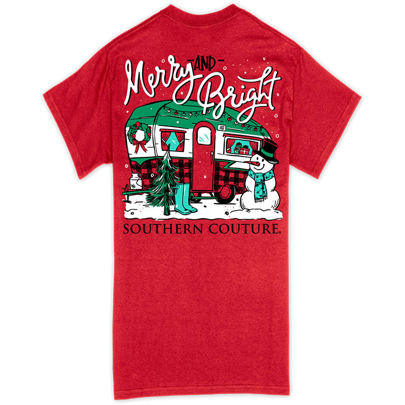 Southern Couture Classic Merry Bright Camper Holiday - Adult & Kids T-Shirts, Sweatshirts & Hoodies apparel design preview 1