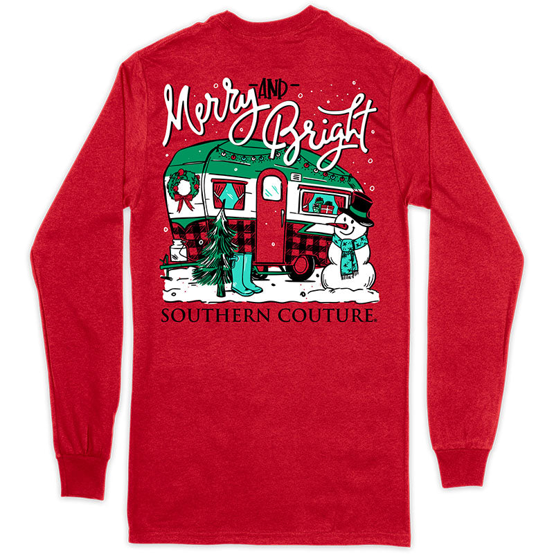 Southern Couture Classic Merry Bright Camper Holiday - Adult & Kids T-Shirts, Sweatshirts & Hoodies apparel design preview 1