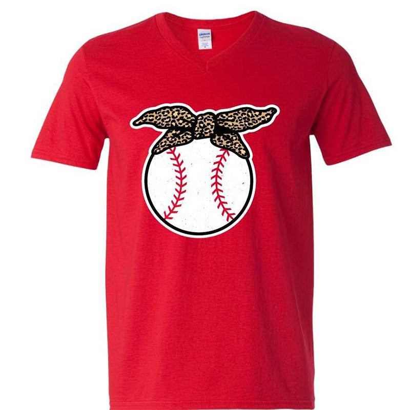 SALE Sassy Frass Baseball Leopard Bow V-Neck Canvas - Adult & Kids T-Shirts, Sweatshirts & Hoodies apparel design preview 2