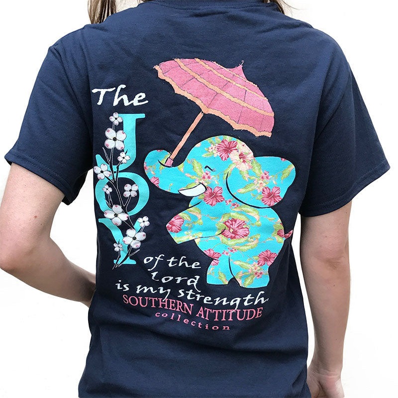 Southern Attitude Preppy Joy Elephant Navy - Adult & Kids T-Shirts, Sweatshirts & Hoodies apparel design preview 1
