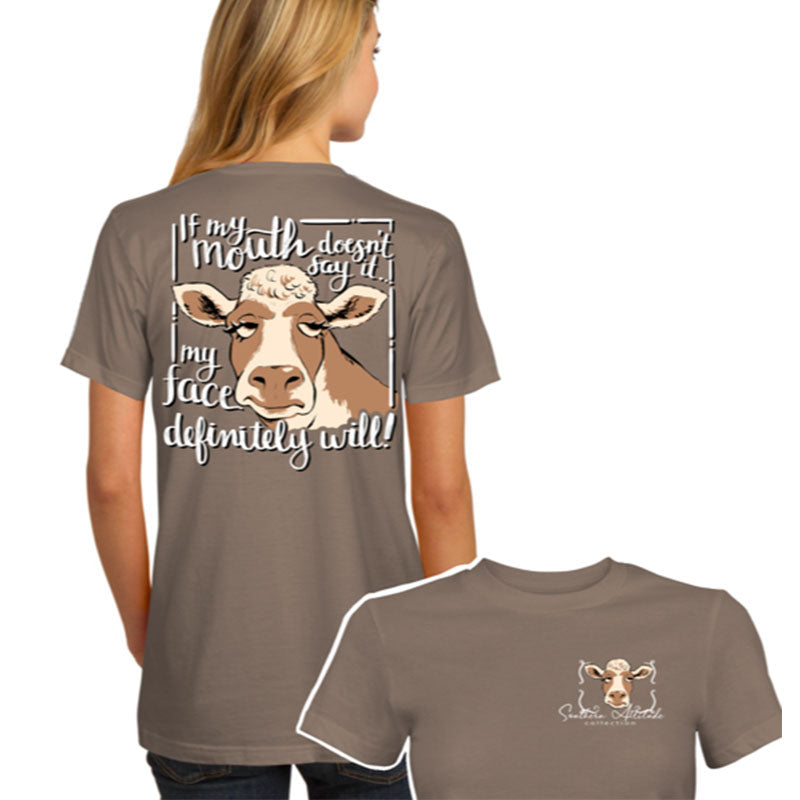Southern Attitude Cow If My Mouth Doesn't Say It - Adult & Kids T-Shirts, Sweatshirts & Hoodies apparel design preview 1