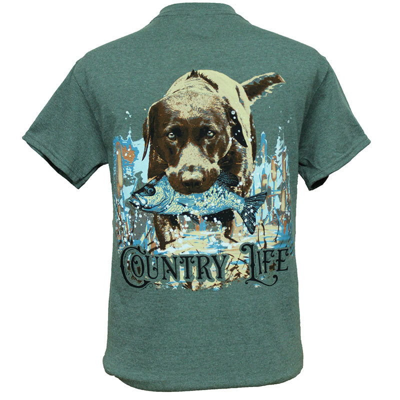 Country Life Outfitters Fishing Dog Unisex Green - Adult & Kids T-Shirts, Sweatshirts & Hoodies apparel design preview 1