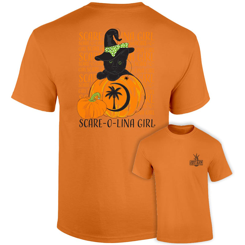 Southernology Witches Cat Scare-o-lina Girl Comfort - Adult & Kids T-Shirts, Sweatshirts & Hoodies apparel design preview 1