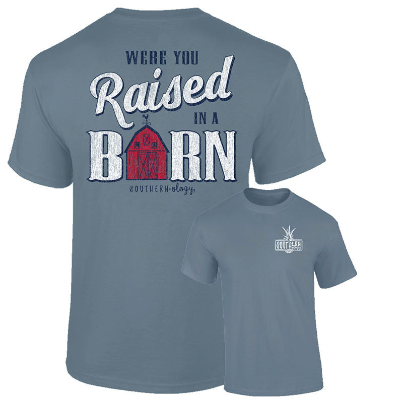Southernology Raised in a Barn Words Comfort Colors - Adult & Kids T-Shirts, Sweatshirts & Hoodies apparel design preview 1