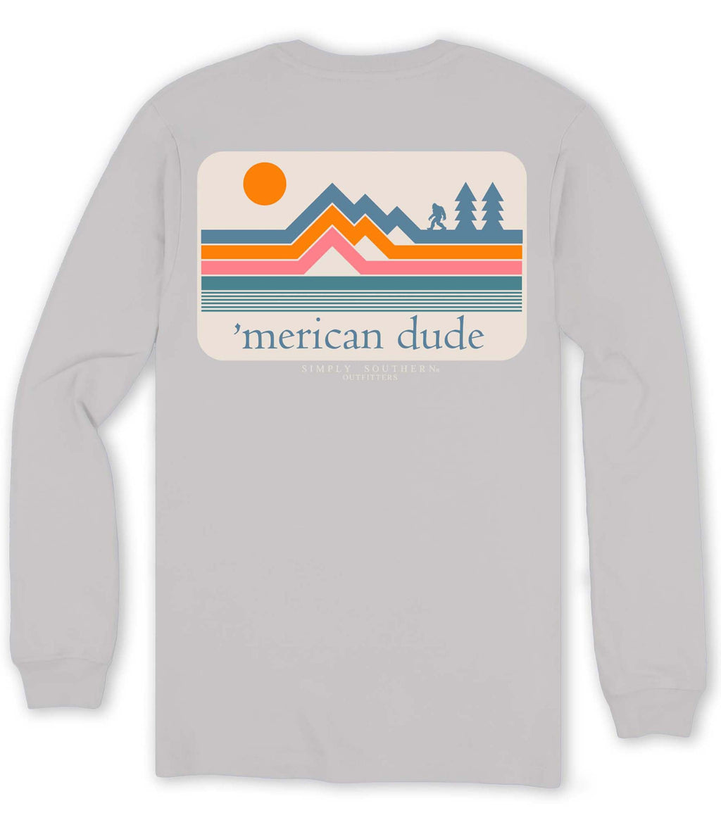 Simply Southern Merican Dude Mountains - Adult & Kids T-Shirts, Sweatshirts & Hoodies apparel design preview 1
