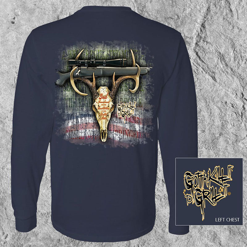 Gotta Kill It To Grill USA 2nd Amendment Deer Skull - Adult & Kids T-Shirts, Sweatshirts & Hoodies apparel design preview 1