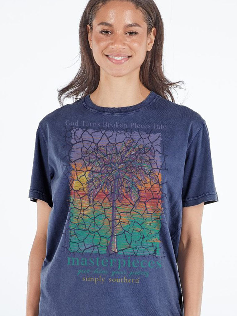 Simply Southern Masterpieces Palm Washed Navy - Adult & Kids T-Shirts, Sweatshirts & Hoodies apparel design preview 1