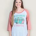 Bjaxx Southern Grace Happiest Camper Raglan - Adult & Kids T-Shirts, Sweatshirts & Hoodies apparel design preview 1