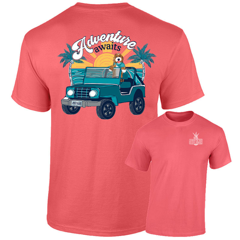 Southernology Adventure Awaits Dog Comfort Colors - Adult & Kids T-Shirts, Sweatshirts & Hoodies apparel design preview 1
