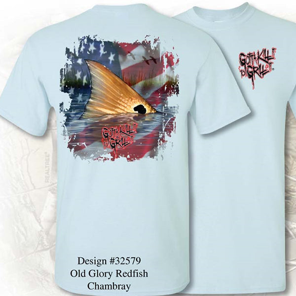 Gotta Kill It To Grill Old Glory Redfish Unisex - Adult & Kids T-Shirts, Sweatshirts & Hoodies apparel design preview 1