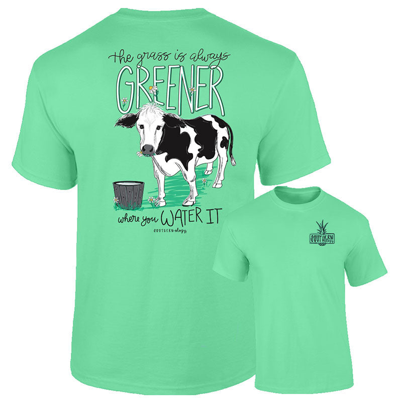 Southernology The Grass is Greener Cow Comfort Colors - Adult & Kids T-Shirts, Sweatshirts & Hoodies apparel design preview 2