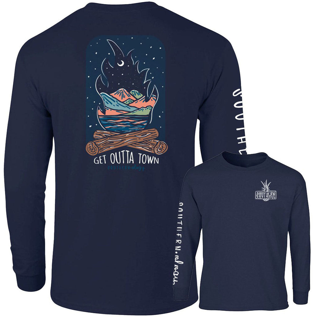 Southernology Campfire Get Outta Town Comfort Colors - Adult & Kids T-Shirts, Sweatshirts & Hoodies apparel design preview 1
