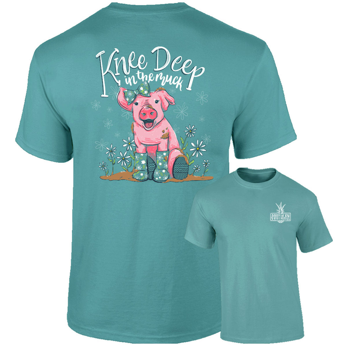 Southernology Knee Deep in Muck Pig Comfort Colors - Adult & Kids T-Shirts, Sweatshirts & Hoodies apparel design preview 2