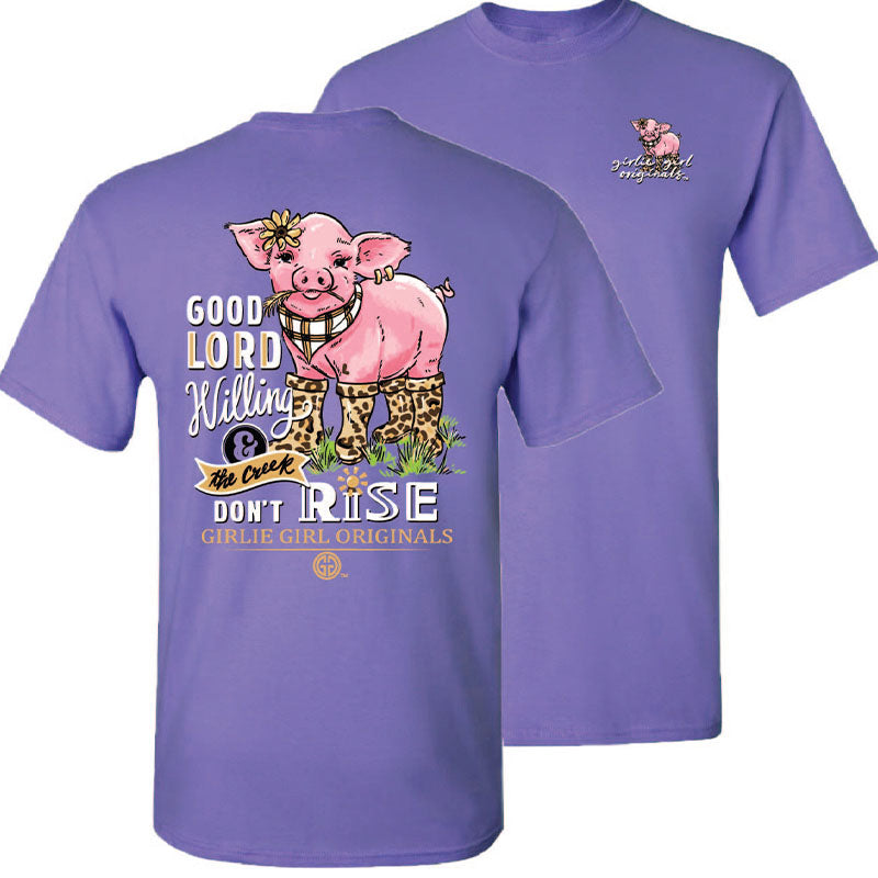 Girlie Girl Originals Good Lord Willing Pig - Adult & Kids T-Shirts, Sweatshirts & Hoodies apparel design preview 2