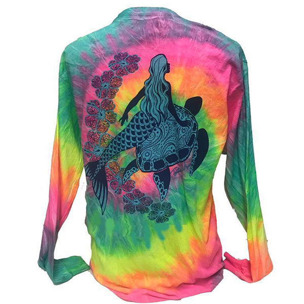 Southern Attitude Tortuga Moon Mermaid Turtle Tie Dye - Adult & Kids T-Shirts, Sweatshirts & Hoodies apparel design preview 2