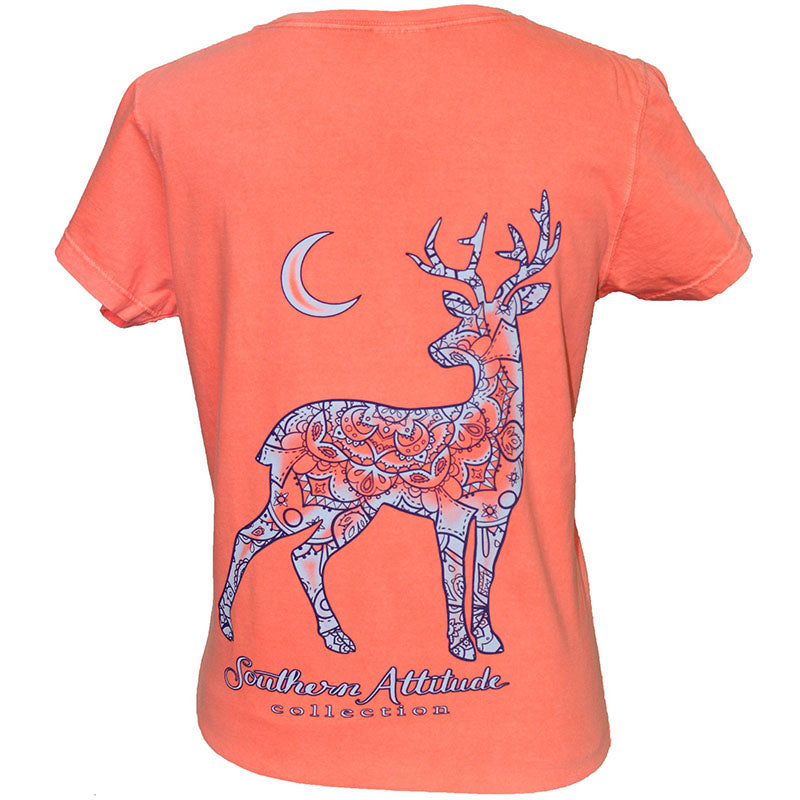 SALE Southern Attitude Mandala Deer Moon V-Neck - Adult & Kids T-Shirts, Sweatshirts & Hoodies apparel design preview 1