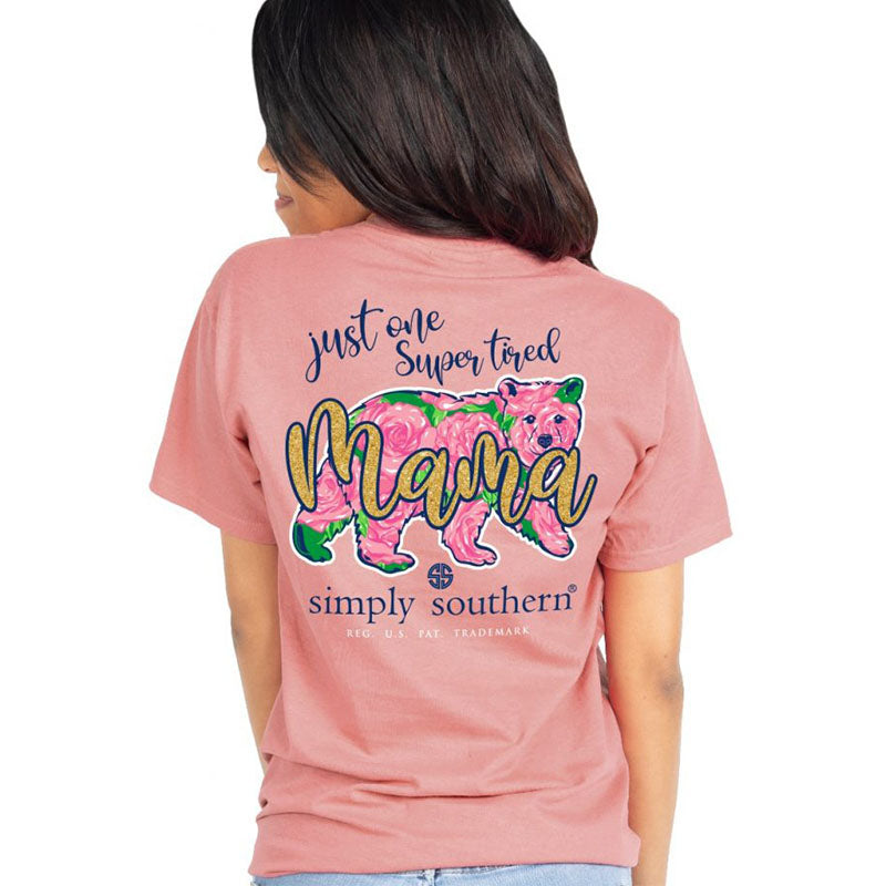 Simply Southern Super Tired Mama Bear - Adult & Kids T-Shirts, Sweatshirts & Hoodies apparel design preview 1