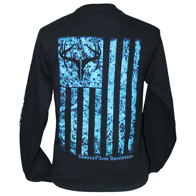 Country Life Outfitters Vintage USA Blue Camo Flag - Adult & Kids T-Shirts, Sweatshirts & Hoodies apparel design preview 1