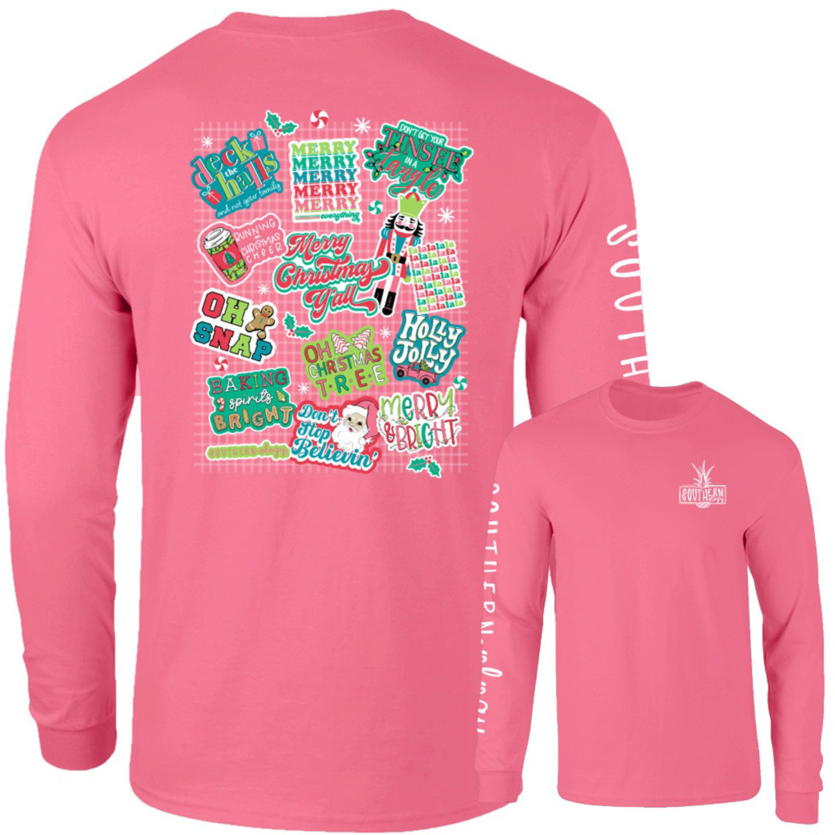 Southernology Merry Christmas Y'all Decals Comfort - Adult & Kids T-Shirts, Sweatshirts & Hoodies apparel design preview 2