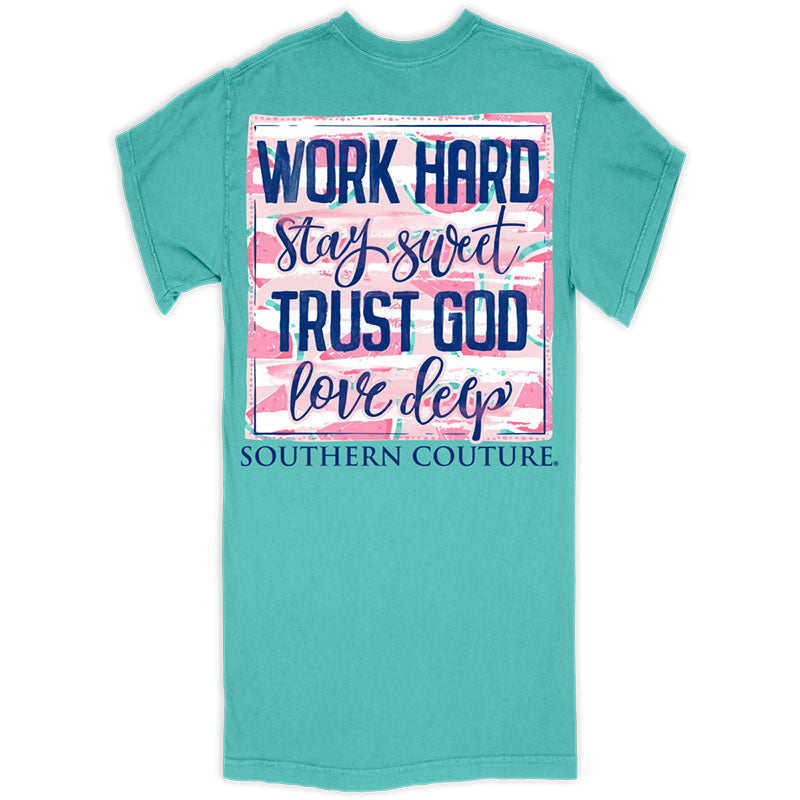 Southern Couture Work Hard Trust God Comfort Colors - Adult & Kids T-Shirts, Sweatshirts & Hoodies apparel design preview 1
