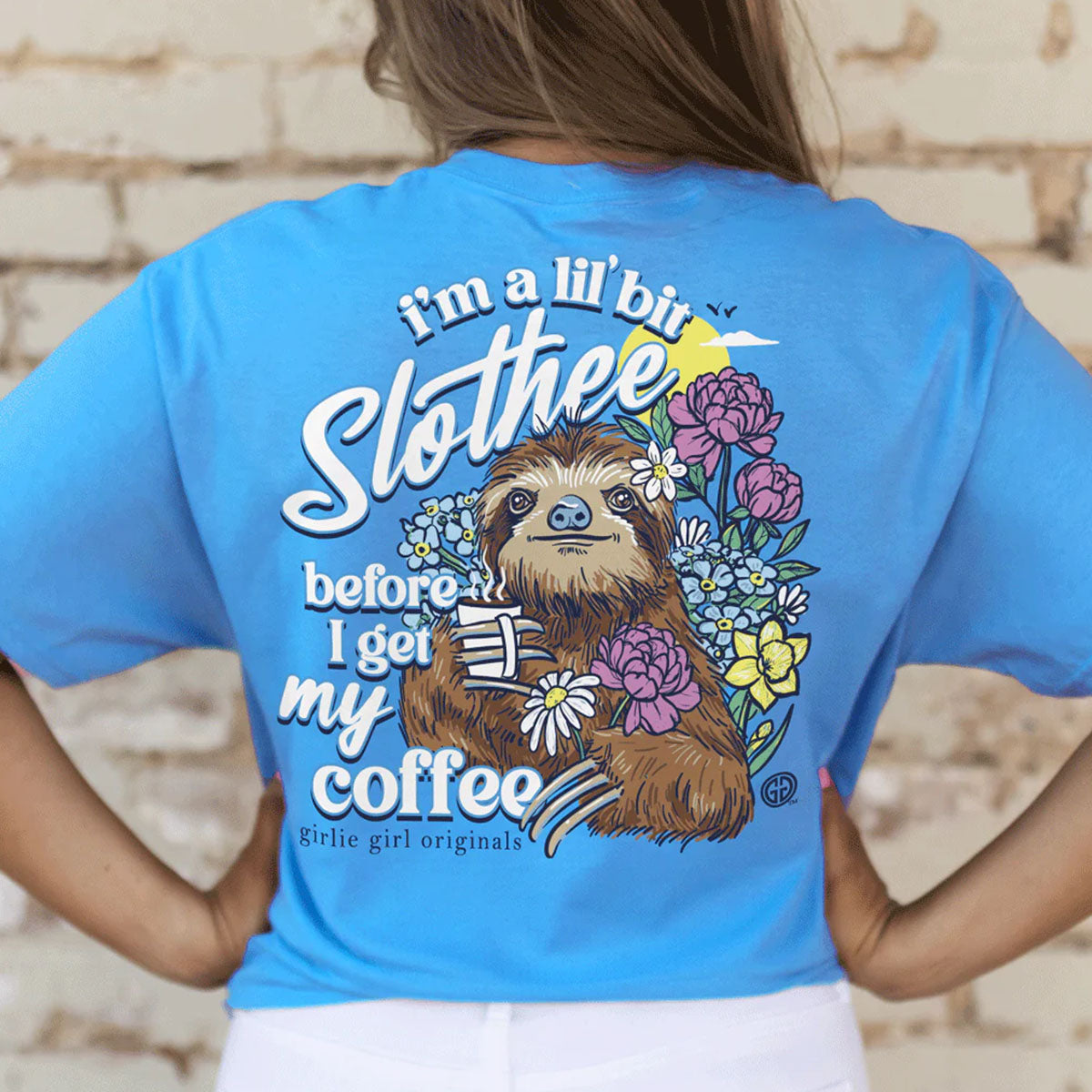 Girlie Girl Originals Lil Bit Slothee Coffee - Adult & Kids T-Shirts, Sweatshirts & Hoodies apparel design preview 1