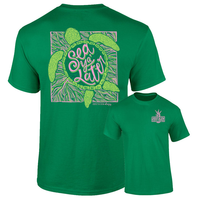 Southernology Sea Ya Later Turtle Comfort Colors - Adult & Kids T-Shirts, Sweatshirts & Hoodies apparel design preview 1