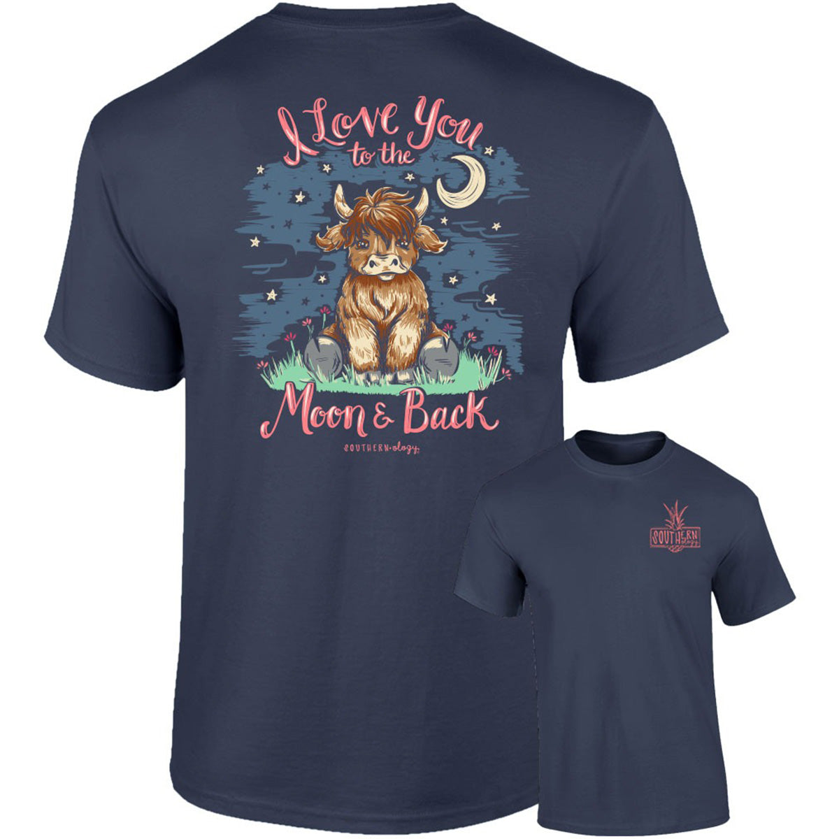 Southernology Love You Moon Back Cow Comfort Colors - Adult & Kids T-Shirts, Sweatshirts & Hoodies apparel design preview 2