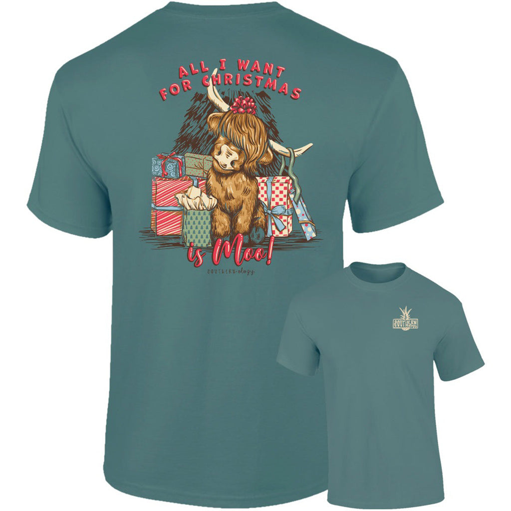 Southernology Christmas Moo Cow Holiday Comfort - Adult & Kids T-Shirts, Sweatshirts & Hoodies apparel design preview 1