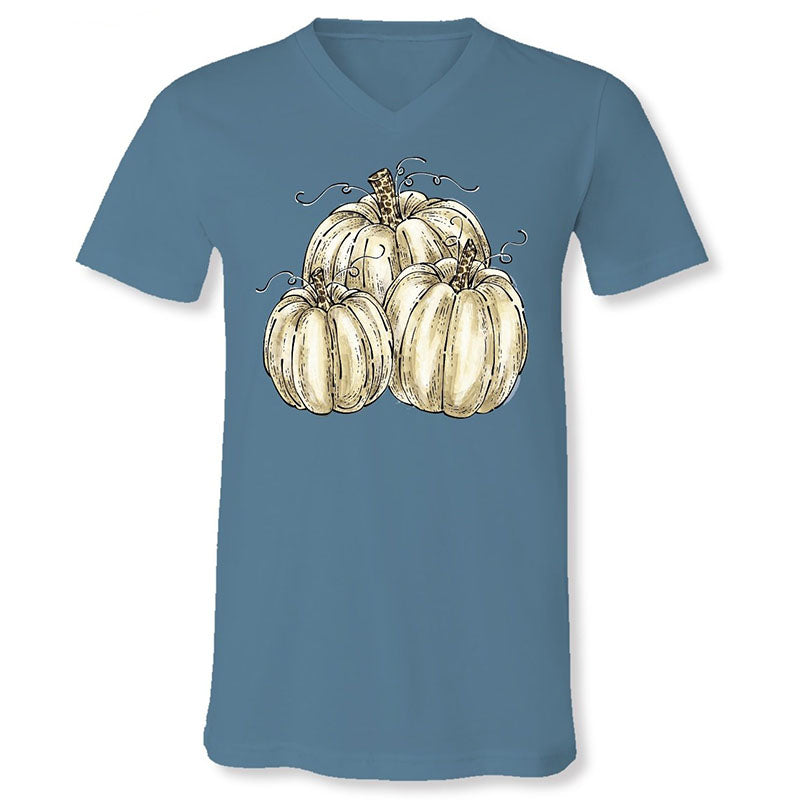 SALE Sassy Frass White Pumpkin V-Neck Canvas - Adult & Kids T-Shirts, Sweatshirts & Hoodies apparel design preview 1