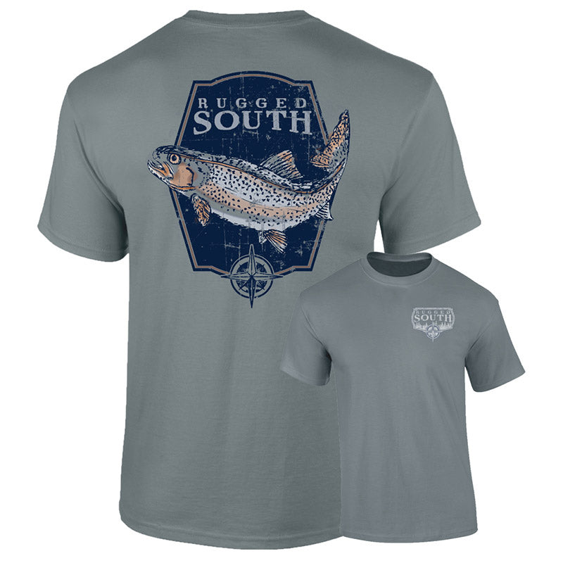 Southernology Rugged South Gray Fish Comfort Colors - Adult & Kids T-Shirts, Sweatshirts & Hoodies apparel design preview 1