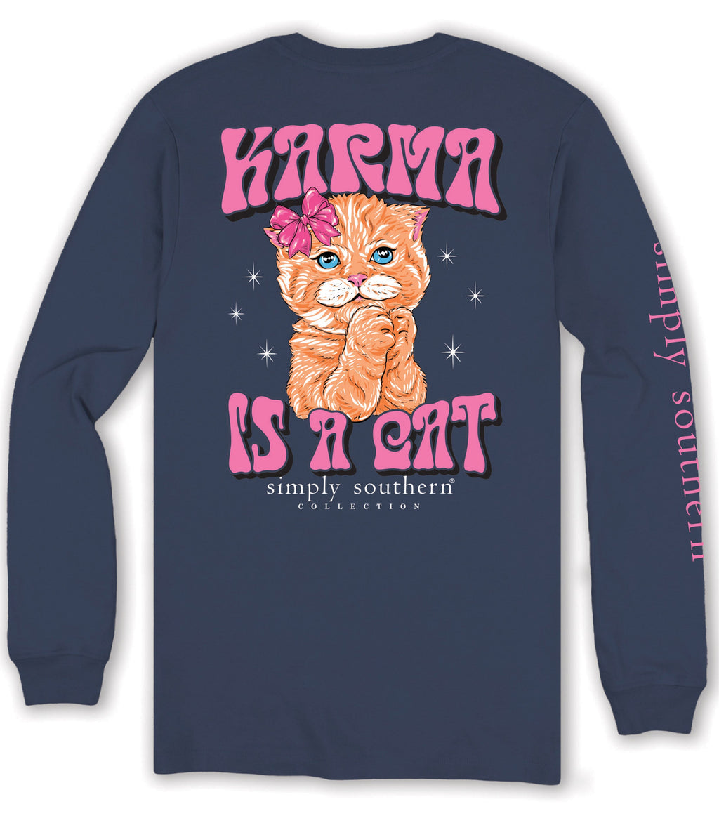 Simply Southern Karma Is A Cat - Adult & Kids T-Shirts, Sweatshirts & Hoodies apparel design preview 2
