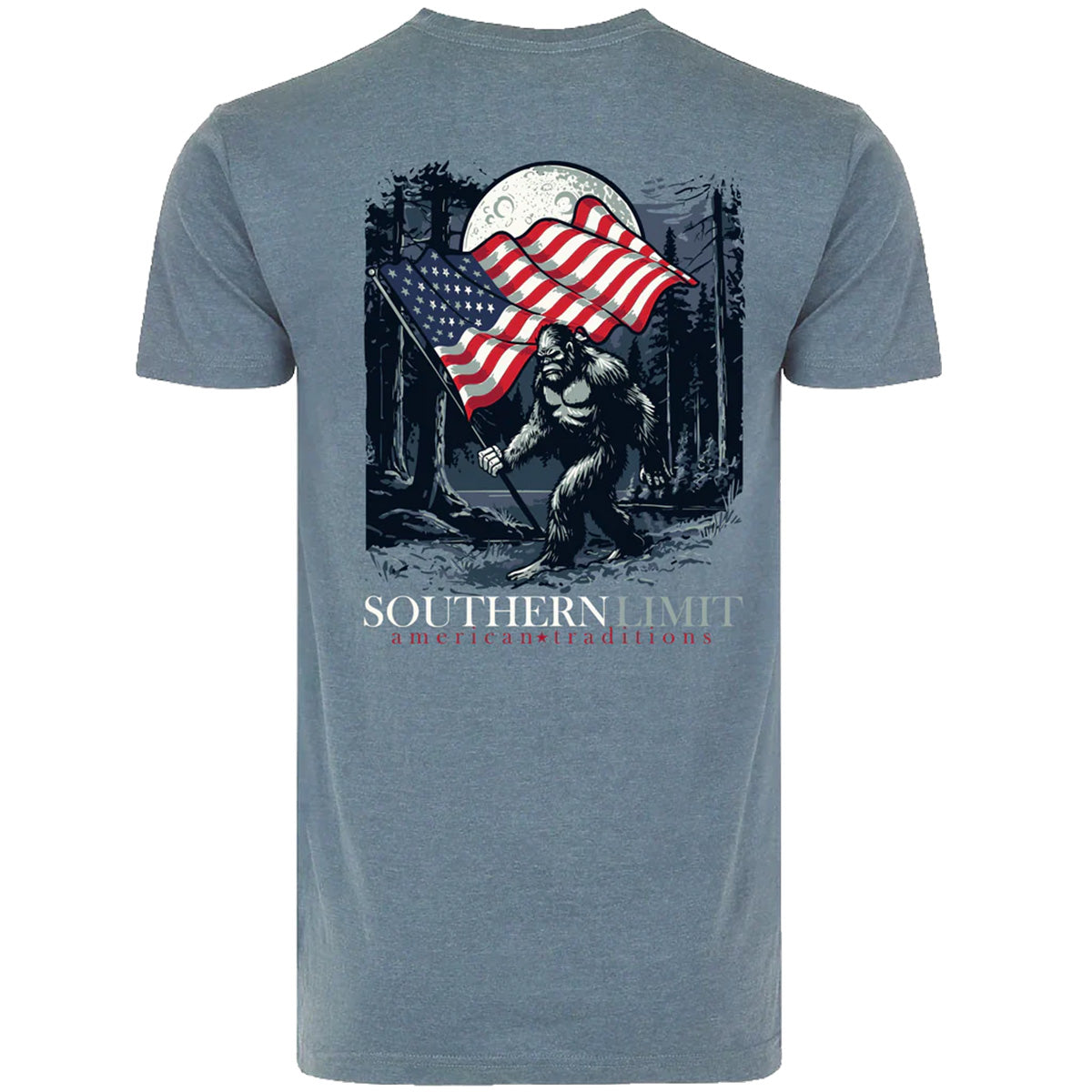 Southern Limit USA Flag Bigfoot - Adult & Kids T-Shirts, Sweatshirts & Hoodies apparel design preview 2