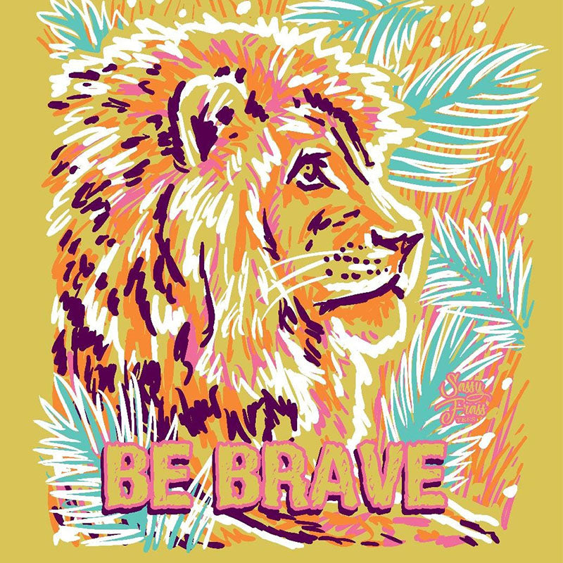 Sassy Frass Preppy Be Brave Lion Comfort Colors - Adult & Kids T-Shirts, Sweatshirts & Hoodies apparel design preview 2