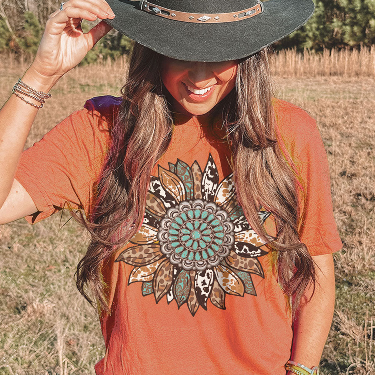 Girlie Girl Lulu Mac Concho Sunflower Canvas - Adult & Kids T-Shirts, Sweatshirts & Hoodies apparel design preview 1