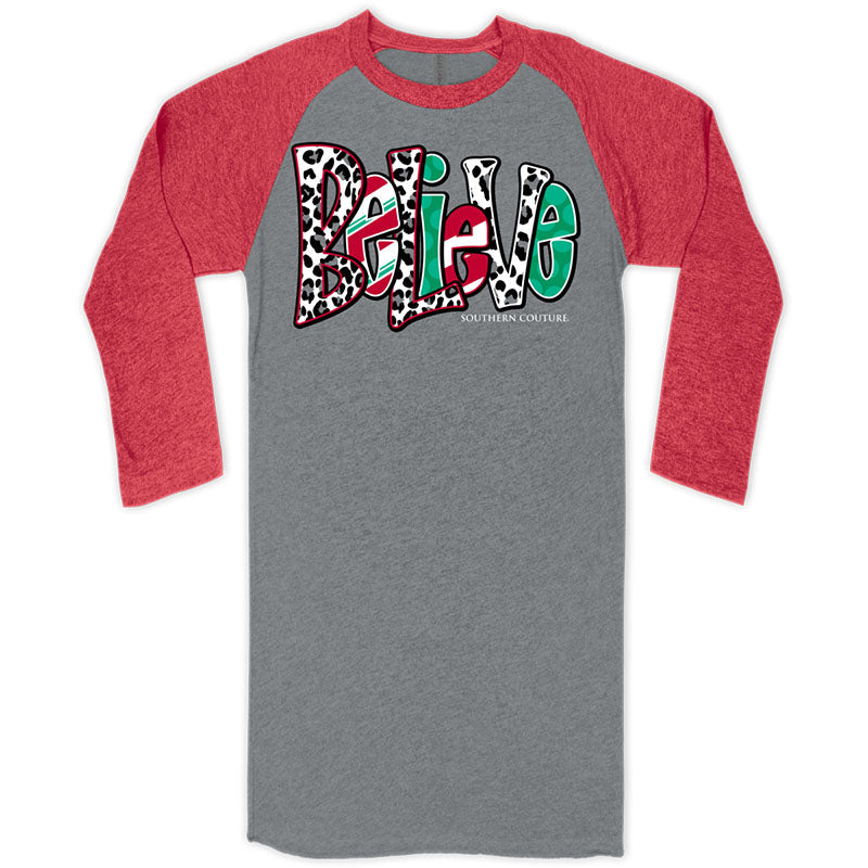 Southern Couture Christmas Believe Raglan - Adult & Kids T-Shirts, Sweatshirts & Hoodies apparel design preview 1