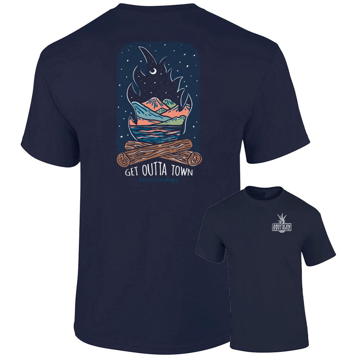 Southernology Campfire Get Outta Town Comfort Colors - Adult & Kids T-Shirts, Sweatshirts & Hoodies apparel design preview 1