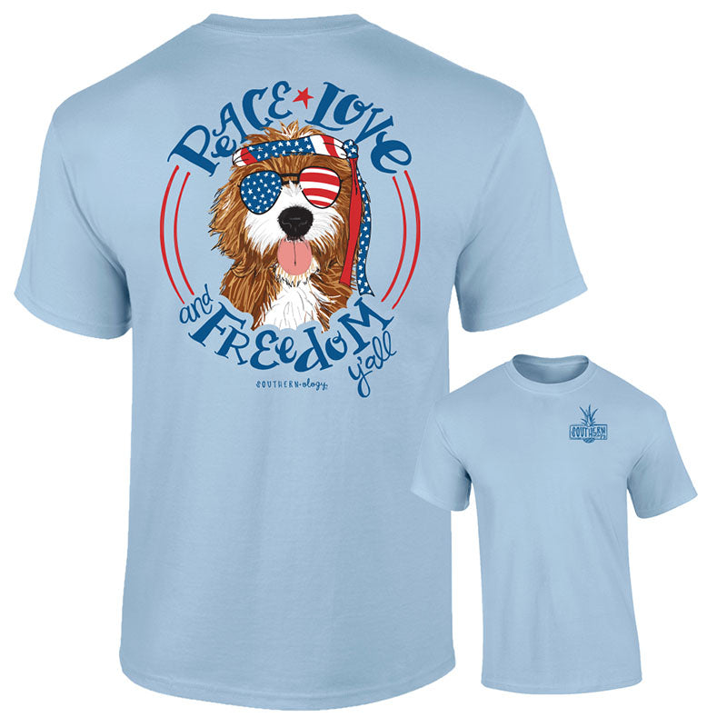 Southernology Peace Love Freedom Y'all USA Comfort - Adult & Kids T-Shirts, Sweatshirts & Hoodies apparel design preview 1
