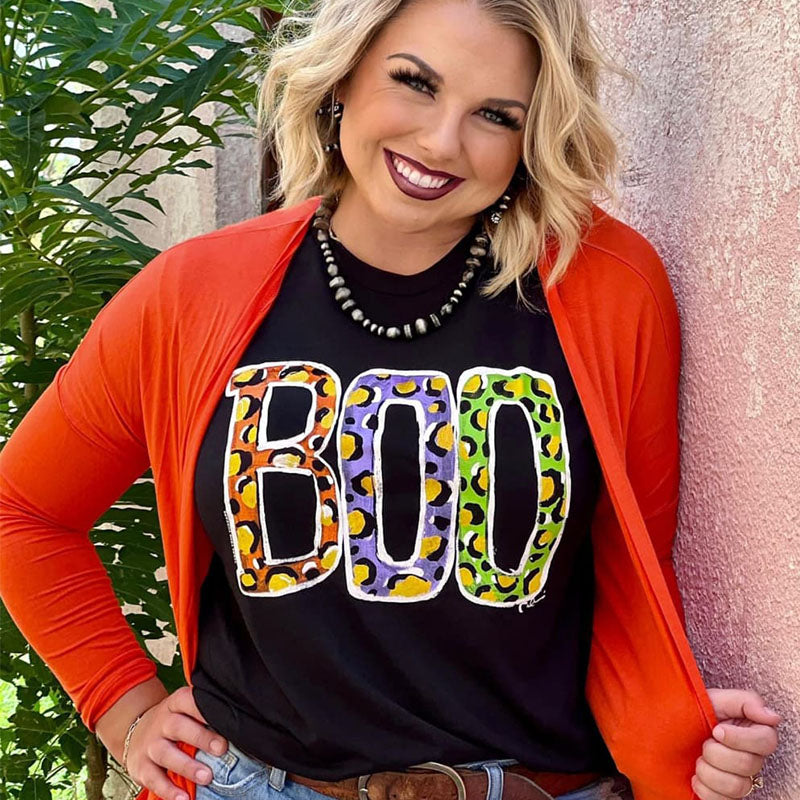 Texas True Threads Leopard Boo Halloween Canvas - Adult & Kids T-Shirts, Sweatshirts & Hoodies apparel design preview 1