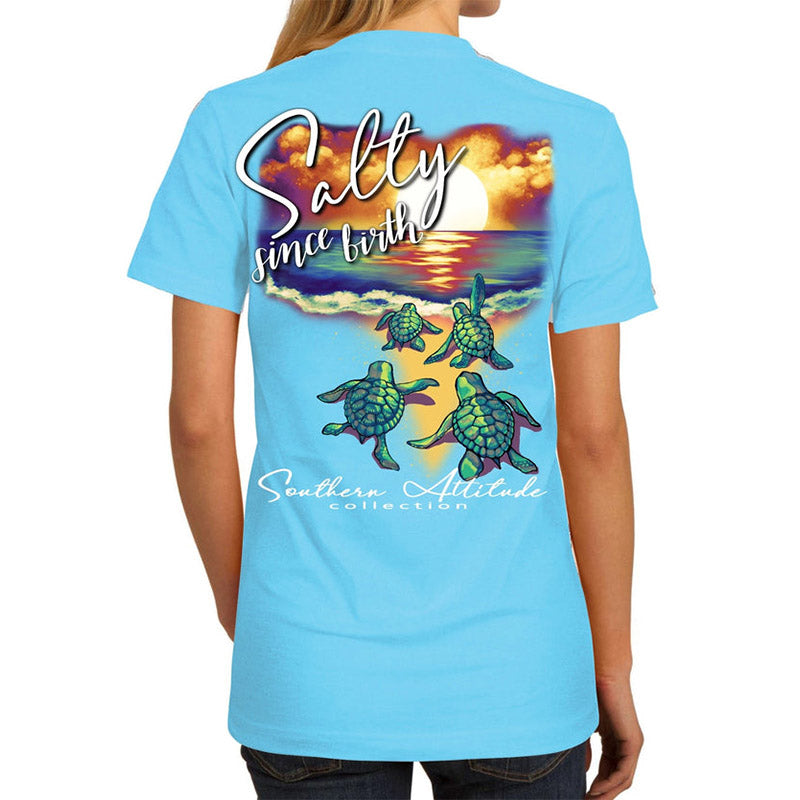 Southern Attitude Salty Since Birth Turtles Sky - Adult & Kids T-Shirts, Sweatshirts & Hoodies apparel design preview 2