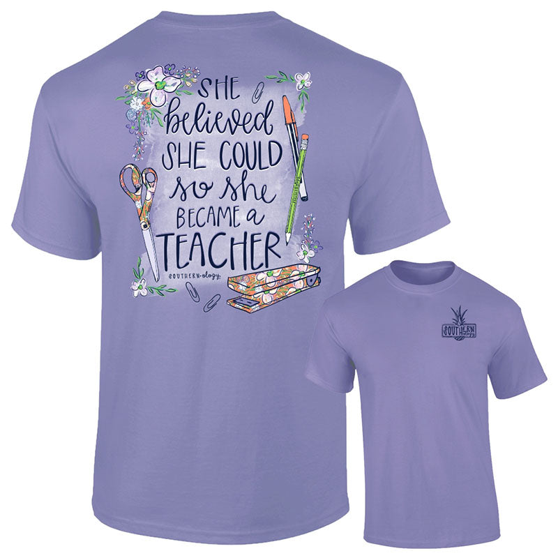 Sale Southernology Teacher She Believed Could Classic - Adult & Kids T-Shirts, Sweatshirts & Hoodies apparel design preview 1