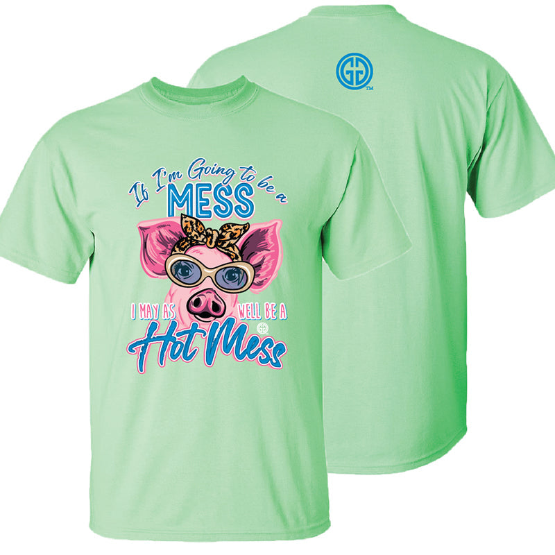 Girlie Girl Originals Hot Mess Pig - Adult & Kids T-Shirts, Sweatshirts & Hoodies apparel design preview 2