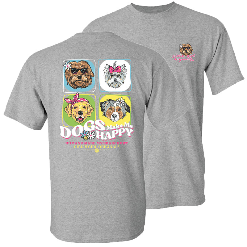Girlie Girl Originals Dogs Make Me Happy - Adult & Kids T-Shirts, Sweatshirts & Hoodies apparel design preview 2