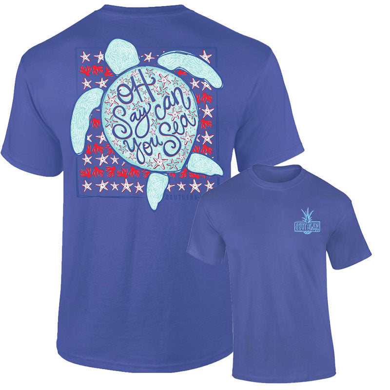 Southernology Oh Say Can you Sea USA Turtle Comfort - Adult & Kids T-Shirts, Sweatshirts & Hoodies apparel design preview 1