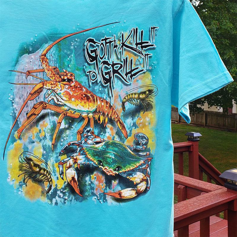 Gotta Kill It To Grill Crustaceans Fishing Unisex - Adult & Kids T-Shirts, Sweatshirts & Hoodies apparel design preview 1