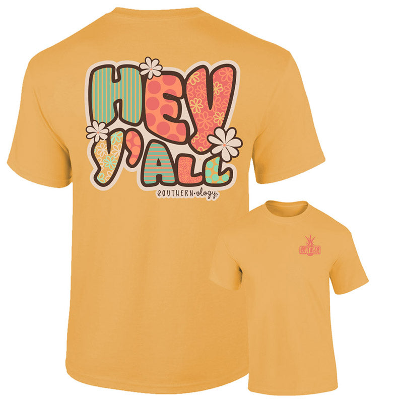 Southernology Groovy Hey Y'all Comfort Colors - Adult & Kids T-Shirts, Sweatshirts & Hoodies apparel design preview 1