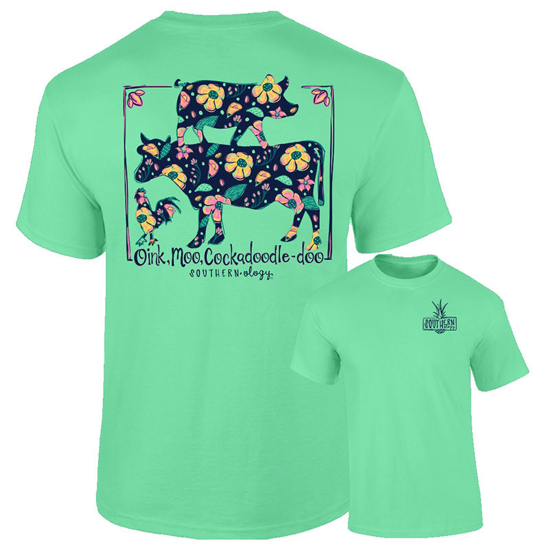 Southernology Oink, Moo, Cockadoodle-Doo Cow Pig - Adult & Kids T-Shirts, Sweatshirts & Hoodies apparel design preview 1