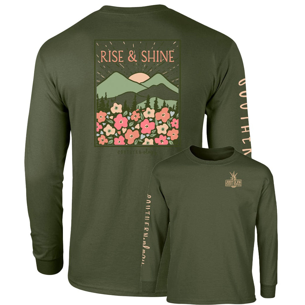 Southernology Mountain Rise and Shine Comfort Colors - Adult & Kids T-Shirts, Sweatshirts & Hoodies apparel design preview 1